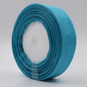 bobbiny organza striped ribbon teal 1 inch35 meters for bridal gift wrap wrapping bows gift bows christmas bows party decoration pack of 3