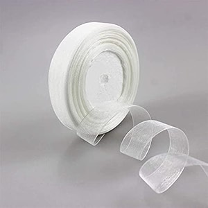 bobbiny organza striped ribbon white 1 inch35 meters for bridal gift wrap wrapping bows gift bows christmas bows party decoration pack of 2