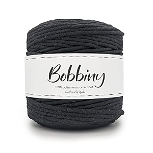 bobbiny  single strand cotton macrame cord thread rope for crafts macrame diy and other projects  black  3mm 200 meter