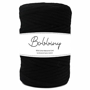 bobbiny  single strand cotton macrame cord thread rope for crafts macrame diy and other projects  black  3mm 50 meter