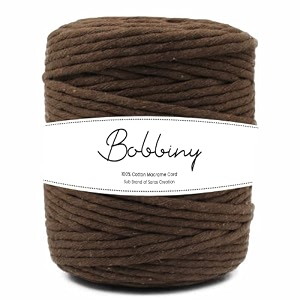 bobbiny  single strand cotton macrame cord thread rope for crafts macrame diy and other projects  chocolate  4mm 10 meter