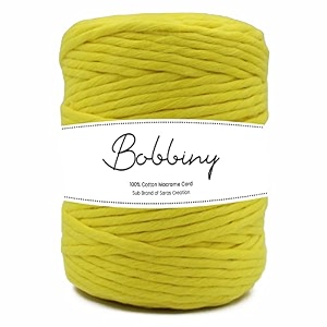 bobbiny  single strand cotton macrame cord thread rope for crafts macrame diy and other projects  lemon yellow  4mm 100 meter