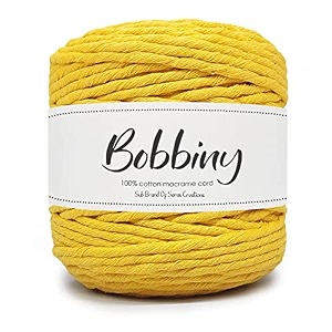 bobbiny  single strand cotton macrame cord thread rope for crafts macrame diy and other projects  mustard yellow  4mm 200 meter