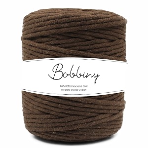 bobbiny  single strand cotton macrame cord thread rope for crafts macrame diy and other projects  chocolate  4mm 200 meter