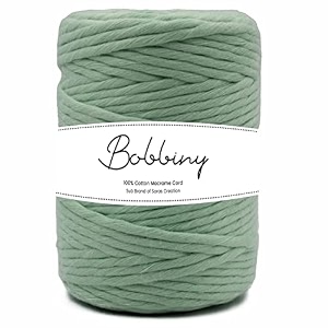 bobbiny  single strand cotton macrame cord thread rope for crafts macrame diy and other projects  laurel green  4mm 200 meter