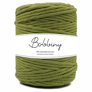 bobbiny  single strand cotton macrame cord thread rope for crafts macrame diy and other projects  mehandi green  4mm 200 meter