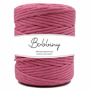 bobbiny  single strand cotton macrame cord thread rope for crafts macrame diy and other projects  bubble gum  4mm 200 meter