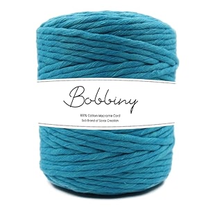 bobbiny  single strand cotton macrame cord thread rope for crafts macrame diy and other projects  firozi  4mm 10 meter