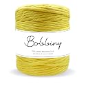 BOBBINY | Single Strand Cotton Macrame Cord Thread Rope for Crafts, Macrame DIY and Other Projects | Light Yellow | 4mm, 20 Meter