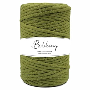 bobbiny single strand cotton macrame cord thread rope for crafts macrame diy and other projects  mehandi green  4mm 50 meter 1 count