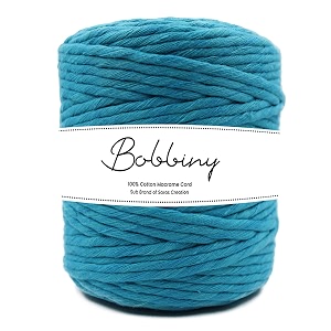 bobbiny  single strand cotton macrame cord thread rope for crafts macrame diy and other projects  firozi  4mm 50 meter