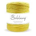 BOBBINY | Single Strand Cotton Macrame Cord Thread Rope for Crafts, Macrame DIY and Other Projects | Light Yellow | 4mm, 50 Meter