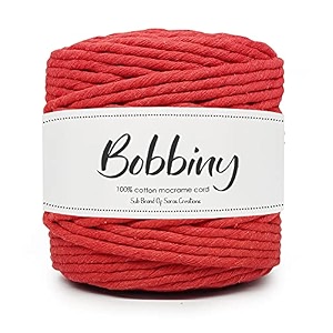 bobbiny  single strand cotton macrame cord thread rope for crafts macrame diy and other projects  red  4mm 100 meter