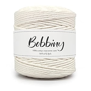 bobbiny  single strand cotton macrame cord thread rope for crafts macrame diy and other projects  off white  4mm 10 meter1 count