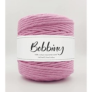 bobbiny  single strand cotton macrame cord thread rope for crafts macrame diy and other projects  baby pink  3mm 200 meter