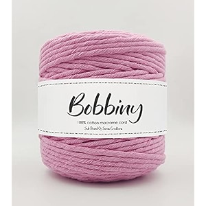 bobbiny  single strand cotton macrame cord thread rope for crafts macrame diy and other projects  baby pink  4mm 200 meter