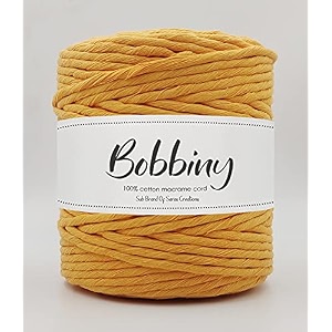 bobbiny  single strand cotton macrame cord thread rope for crafts macrame diy and other projects  mango yellow  4mm 200 meter