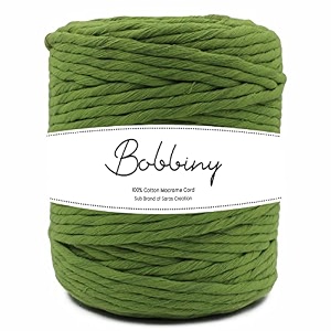 bobbiny  single strand cotton macrame cord thread rope for crafts macrame diy and other projects  green  4mm 50 meter