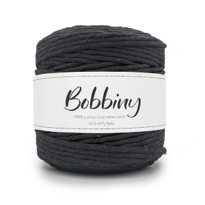 bobbiny  single strand cotton macrame cord thread rope for crafts macrame diy and other projects  black  4mm 200 meter