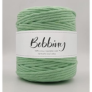 bobbiny  single strand cotton macrame cord thread rope for crafts macrame diy and other projects  mint green  4mm 200 meter