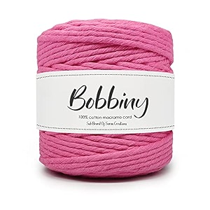 bobbiny  single strand cotton macrame cord thread rope for crafts macrame diy and other projects  pink  4mm 10 meter