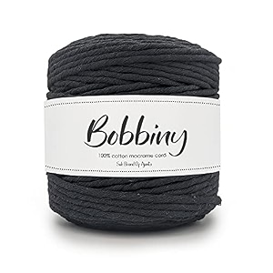 bobbiny  single strand cotton macrame cord thread rope for crafts macrame diy and other projects  black  4mm 10 meter