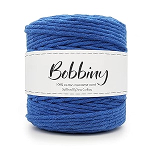 bobbiny  single strand cotton macrame cord thread rope for crafts macrame diy and other projects  royal blue  4mm 20 meter
