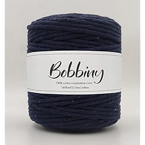 bobbiny  single strand cotton macrame cord thread rope for crafts macrame diy and other projects  navy blue  4mm 200 meter