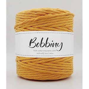 bobbiny  single strand cotton macrame cord thread rope for crafts macrame diy and other projects  mango yellow  4mm 50 meter