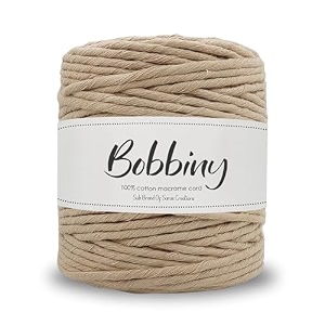 bobbiny  single strand cotton macrame cord thread rope for crafts macrame diy and other projects  light brown  4mm 20 meter