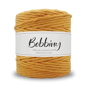 bobbiny  single strand cotton macrame cord thread rope for crafts macrame diy and other projects  mango yellow  4mm 20 meter