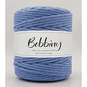 bobbiny  single strand cotton macrame cord thread rope for crafts macrame diy and other projects  sky blue  4mm 100 meter