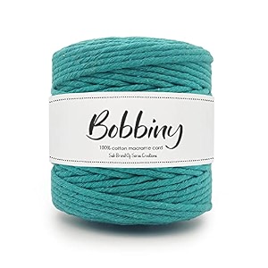 bobbiny  single strand cotton macrame cord thread rope for crafts macrame diy and other projects  sea green  4mm 100 meter