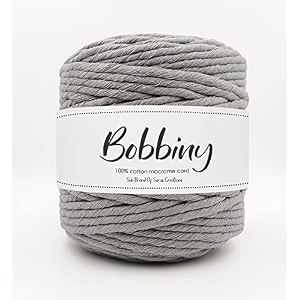 bobbiny  single strand cotton macrame cord thread rope for crafts macrame diy and other projects  grey  4mm 20 meter