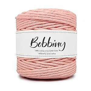bobbiny  single strand cotton macrame cord thread rope for crafts macrame diy and other projects  peach  4mm 200 meter