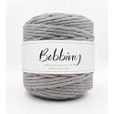 BOBBINY | Single Strand Cotton Macrame Cord Thread Rope for Crafts, Macrame DIY and Other Projects | Grey | 4mm, 10 Meter