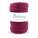 BOBBINY | Single Strand Cotton Macrame Cord Thread Rope for Crafts, Macrame DIY and Other Projects | Dark Fuchsia | 4mm, 10 Meter