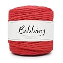 BOBBINY | Single Strand Cotton Macrame Cord Thread Rope for Crafts, Macrame DIY and Other Projects | Red | 4mm, 20 Meter