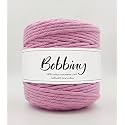 BOBBINY | Single Strand Cotton Macrame Cord Thread Rope for Crafts, Macrame DIY and Other Projects | Baby Pink | 3mm, 200 Meter