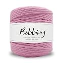 BOBBINY | Single Strand Cotton Macrame Cord Thread Rope for Crafts, Macrame DIY and Other Projects | Baby Pink | 4mm, 20 Meter