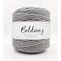 BOBBINY | Single Strand Cotton Macrame Cord Thread Rope for Crafts, Macrame DIY and Other Projects | Grey | 4mm, 50 Meter