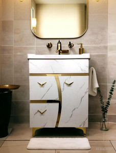 BOBBYEXPORT Gold Premium Freestanding Vanity Washbasin Cabinate