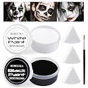 BOBISUKA Halloween Black and White Face Body Paint Set Oil Based Face Painting Kit for Adult Non Toxic Large Capacity Facepaint for Cosplay Clown Skeleton Vampire Special Effects Makeup