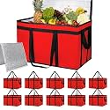 Bodaon 10 Pack Insulated Food Delivery Bags with Hard Bottom, XXXL Cooler
