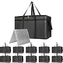 Bodaon 10 Pack Insulated Food Delivery Bags with Hard Bottom, XXXL Cooler