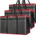 Bodaon 3 Pack Insulated Food Delivery Bags with Hard Bottom, XXXL Cooler