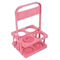 Bodaon 4 Cup Drink Carrier with Handle, Plastic Cup Carriers for Drinks, Drink Holder for Car, Take Out Delivery Drivers Accessories, Portable Foldable Reusable Mobile, Use for Food Delivery Bag, Pink