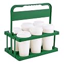 Bodaon 6 Cup Drink Carrier with Handle, Plastic Cup Holders for Take Out Delivery Drivers, Reusable Foldable Car Drink Caddy, Leakproof Food Delivery Accessories, 360° Secure Grip, Green