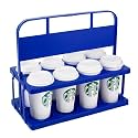 Bodaon 8 Cup Drink Carrier with Handle, Plastic Cup Carriers for Drinks, Drink Holder for Car, Take Out Delivery Drivers Accessories, Portable Foldable Reusable Mobile, Use for Food Delivery Bag, Blue