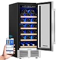 BODEGA BODEGACOOLER Wine Fridge Freestanding, 15 inch Under Counter Wine Refrigerator, Champagne Cooler with App Control, Glass Door, for Kitchen, Bedroom, Home, Office, Holds 31 Bottles